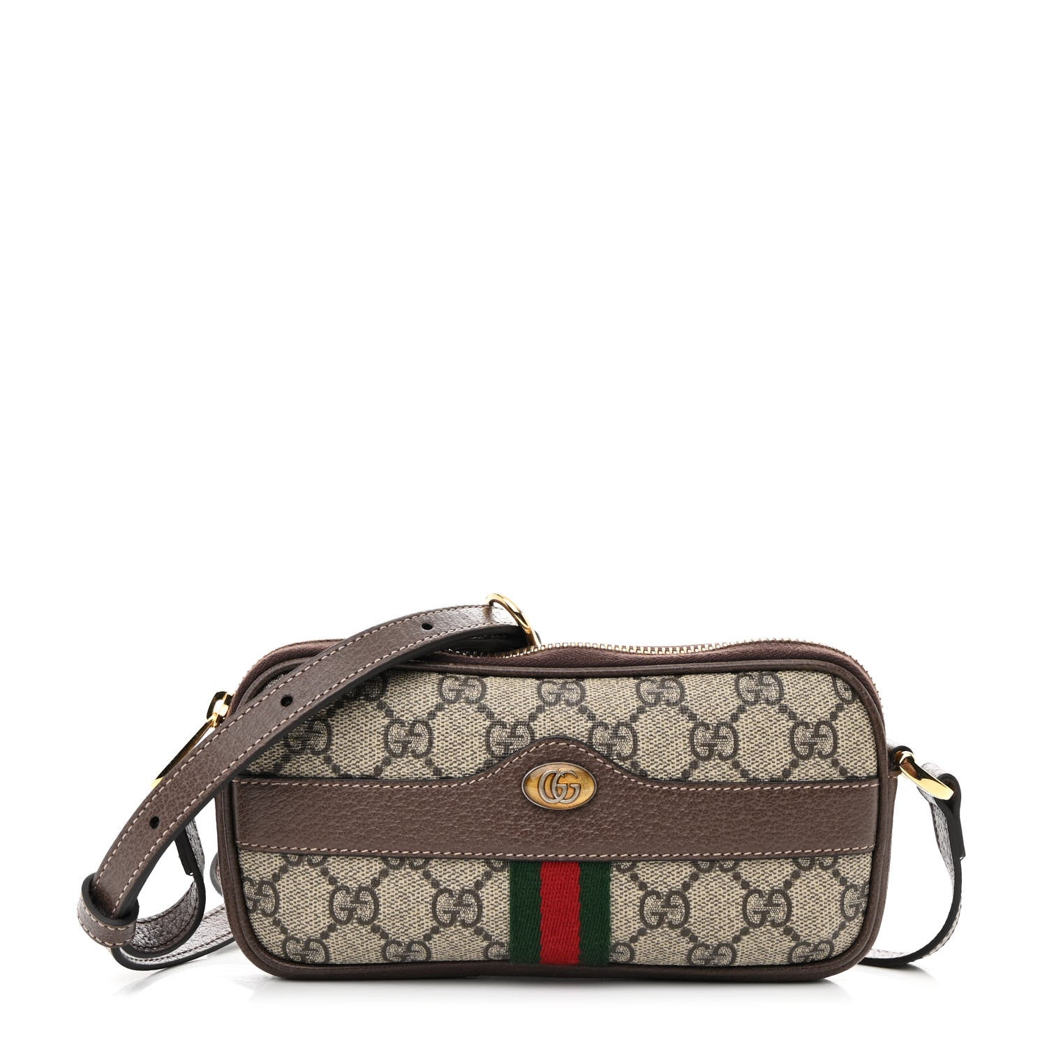 Gucci GG Supreme Monogram Web Mini Ophidia GG Bag Brown 1 of 10