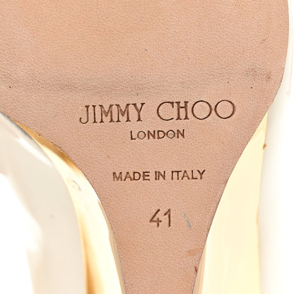 Jimmy Choo Patent Peep Toe Wedge Pumps 41 White Gold 6 of 8
