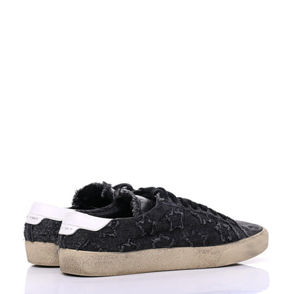 Saint Laurent Denim Canvas Womens Court Classic Low Top Sneakers 38 Black Frost 4 of 7