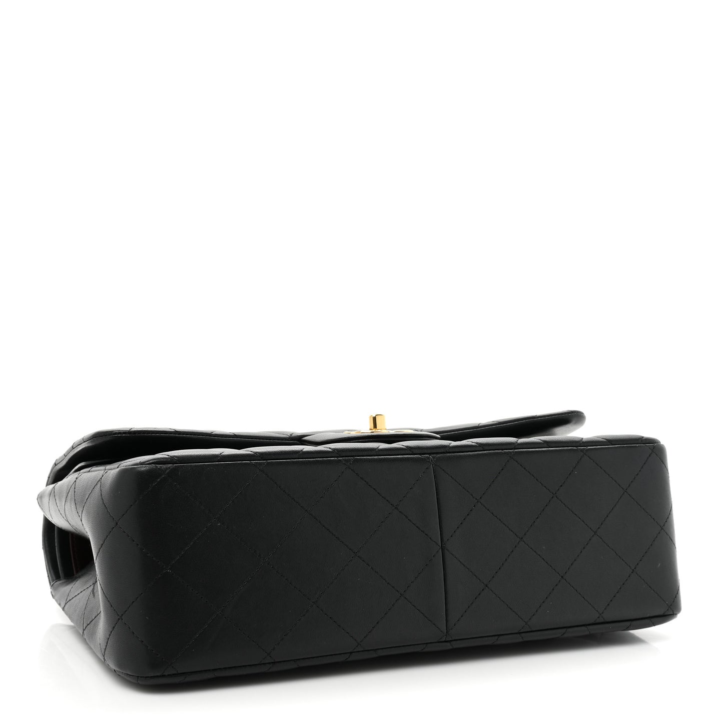 Lambskin Quilted Jumbo Double Flap Black