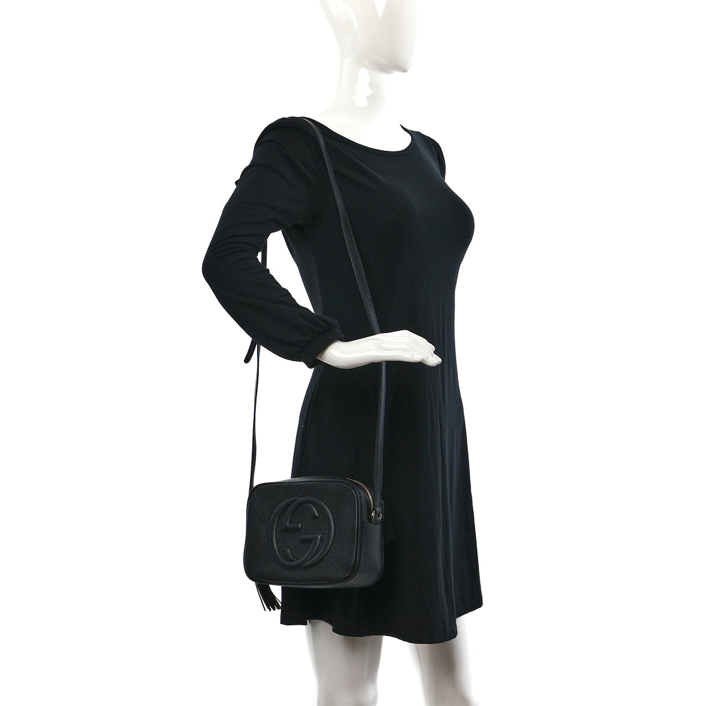 Pebbled Calfskin Small Soho Disco Bag Black