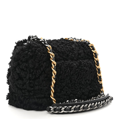 Chanel Shearling Sheepskin Medium Chanel 19 Flap Black 3 of 12