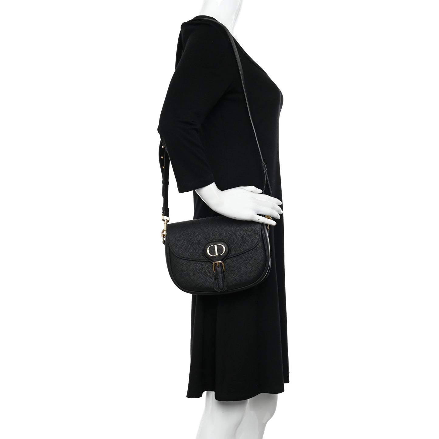 Grained Calfskin Medium Bobby Flap Black