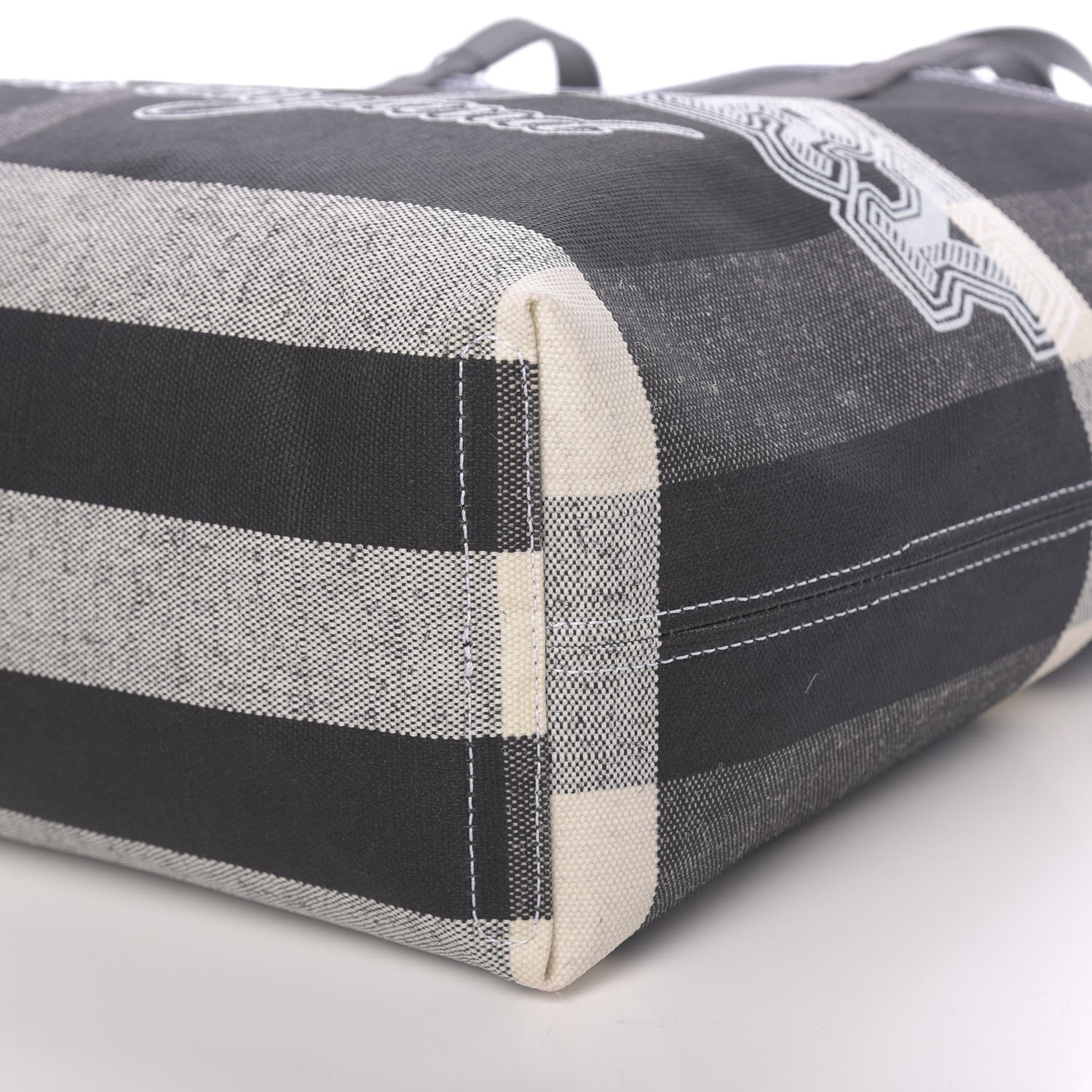 Burberry Coated Canvas Mega Check Medium Doodle Tote Black White 9 of 9