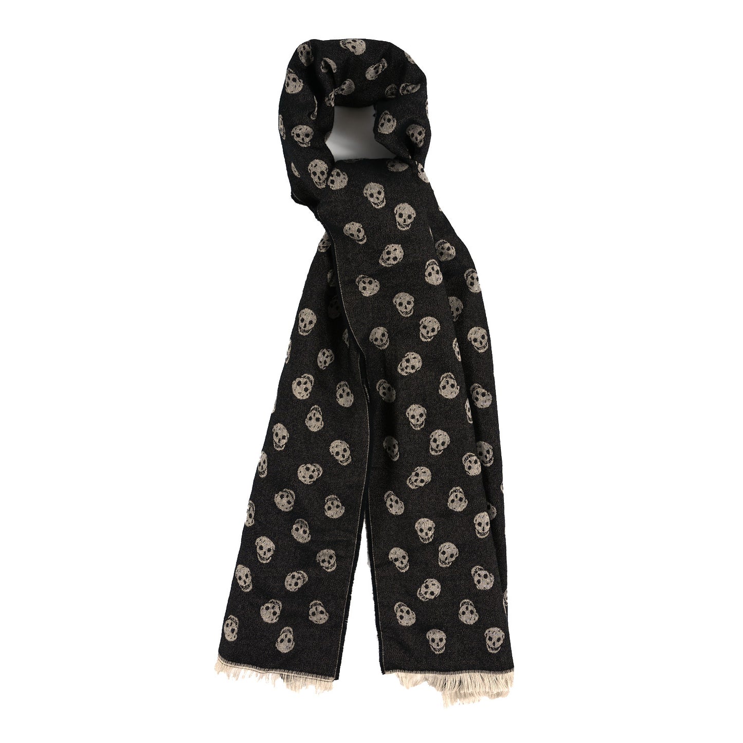 Wool Skull Scarf Ivory Black