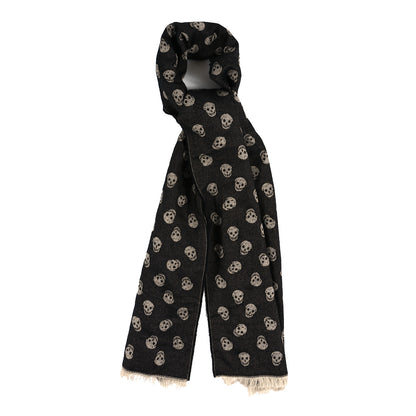 Alexander McQueen Wool Skull Scarf Ivory Black 1 of 4