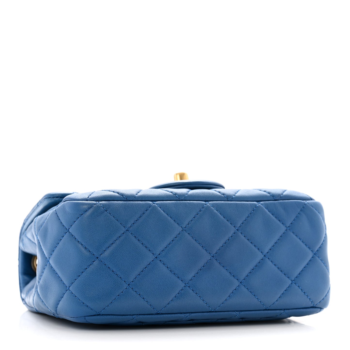 Lambskin Quilted Mini Pearl Crush Flap Blue