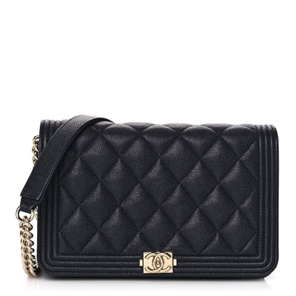 Chanel Caviar Quilted Boy Wallet On Chain WOC Navy 1 of 9