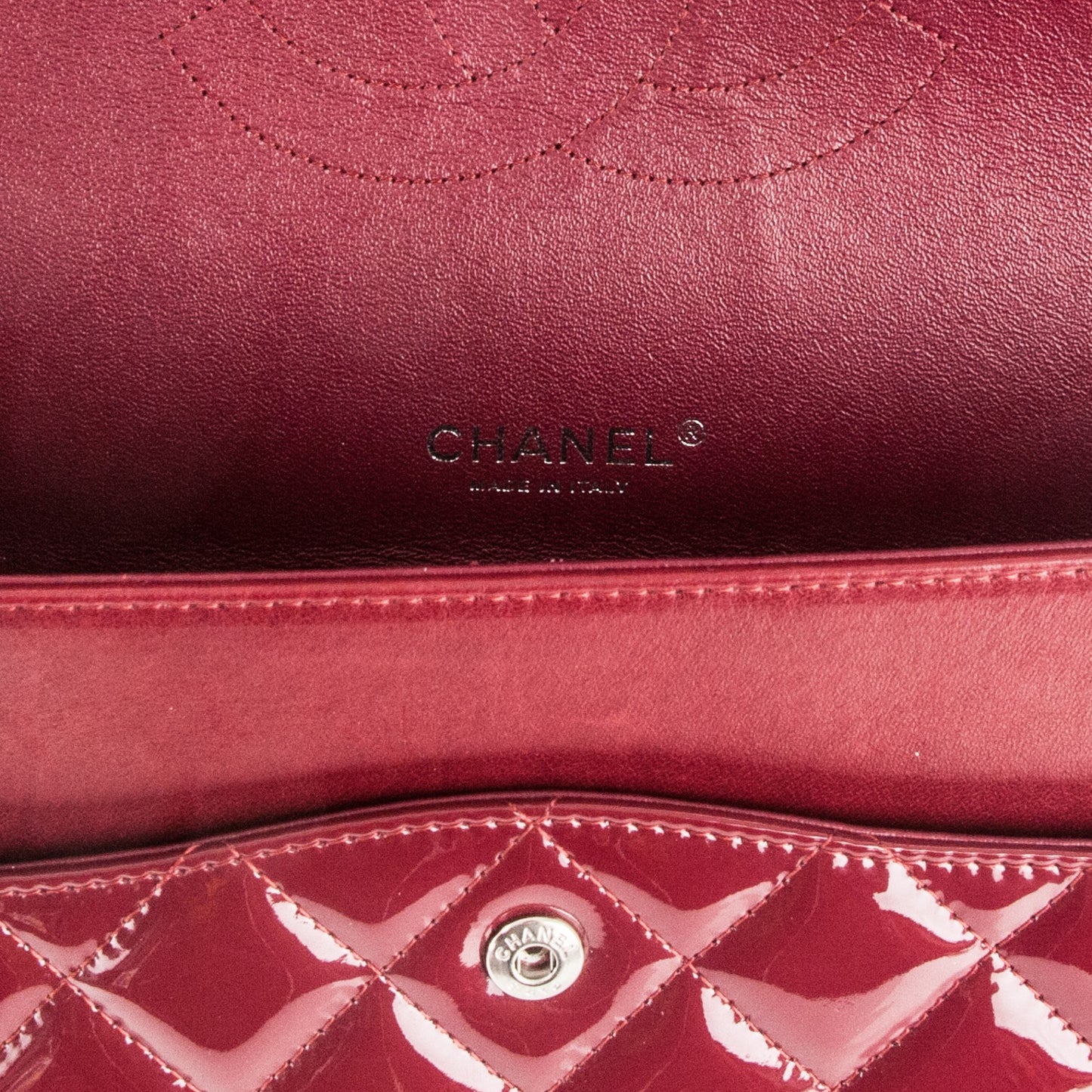 Patent Quilted Maxi Double Flap Red