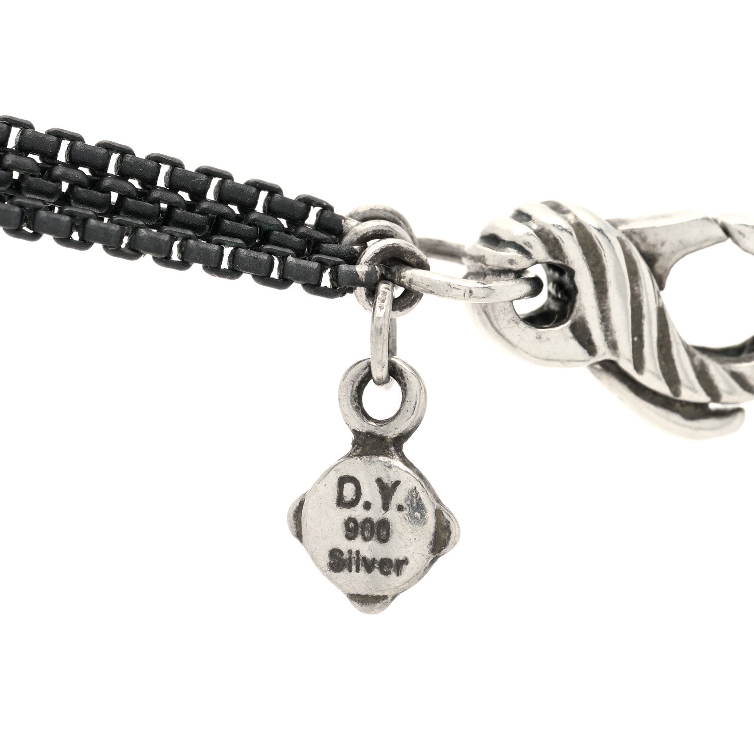 David Yurman Sterling Silver Diamond Midnight Melange Oval Enhancer Pendant Four Strand Necklace 5 of 6