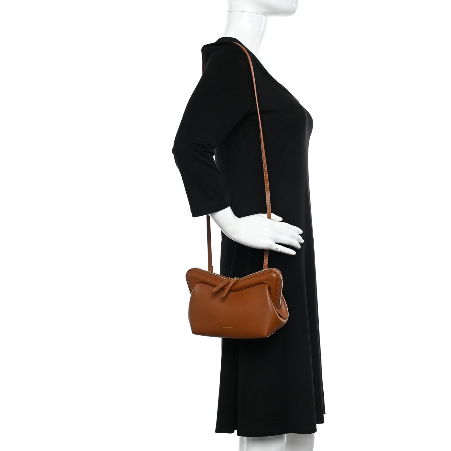 Smooth Calfskin Mini Frame Crossbody Bag Camel