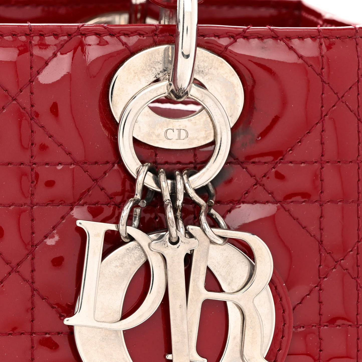 Patent Cannage Medium Lady Dior Red