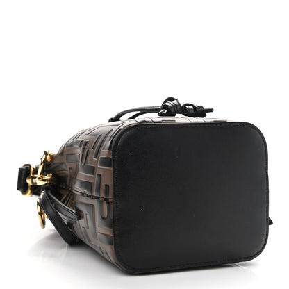 Fendi Vitello Liberty F is Fendi Bi-Color FF 1974 Embossed Mini Mon Tresor Bucket Bag Maya Black 4 of 12