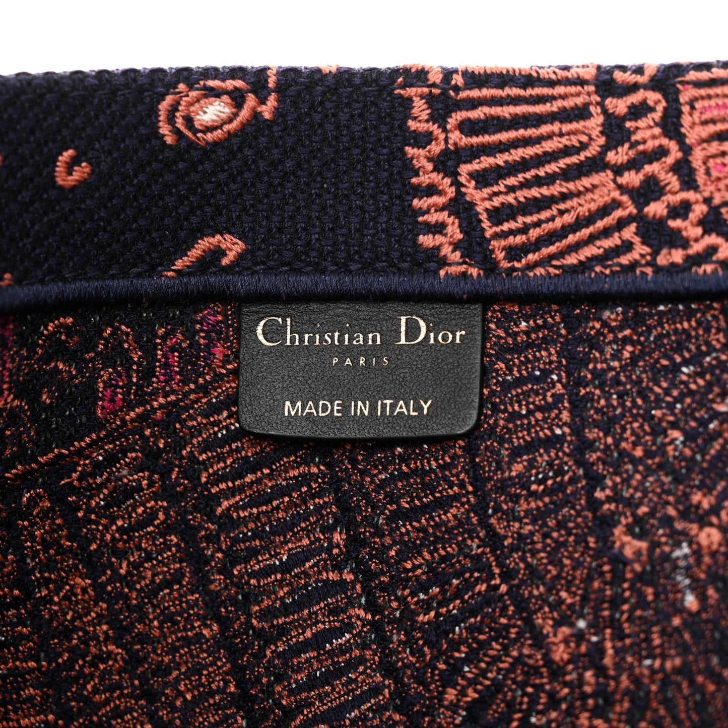 Canvas Embroidered Dior Animals Tiger Book Tote Deep Blue Fuchsia