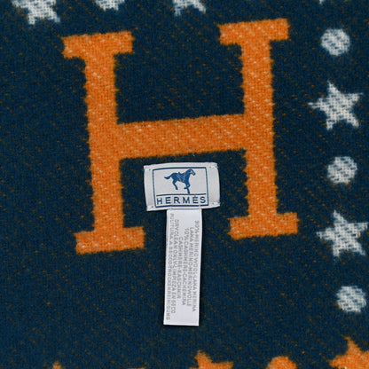 Hermes Wool Cashmere Western And Company Blanket Indigo 3 of 3