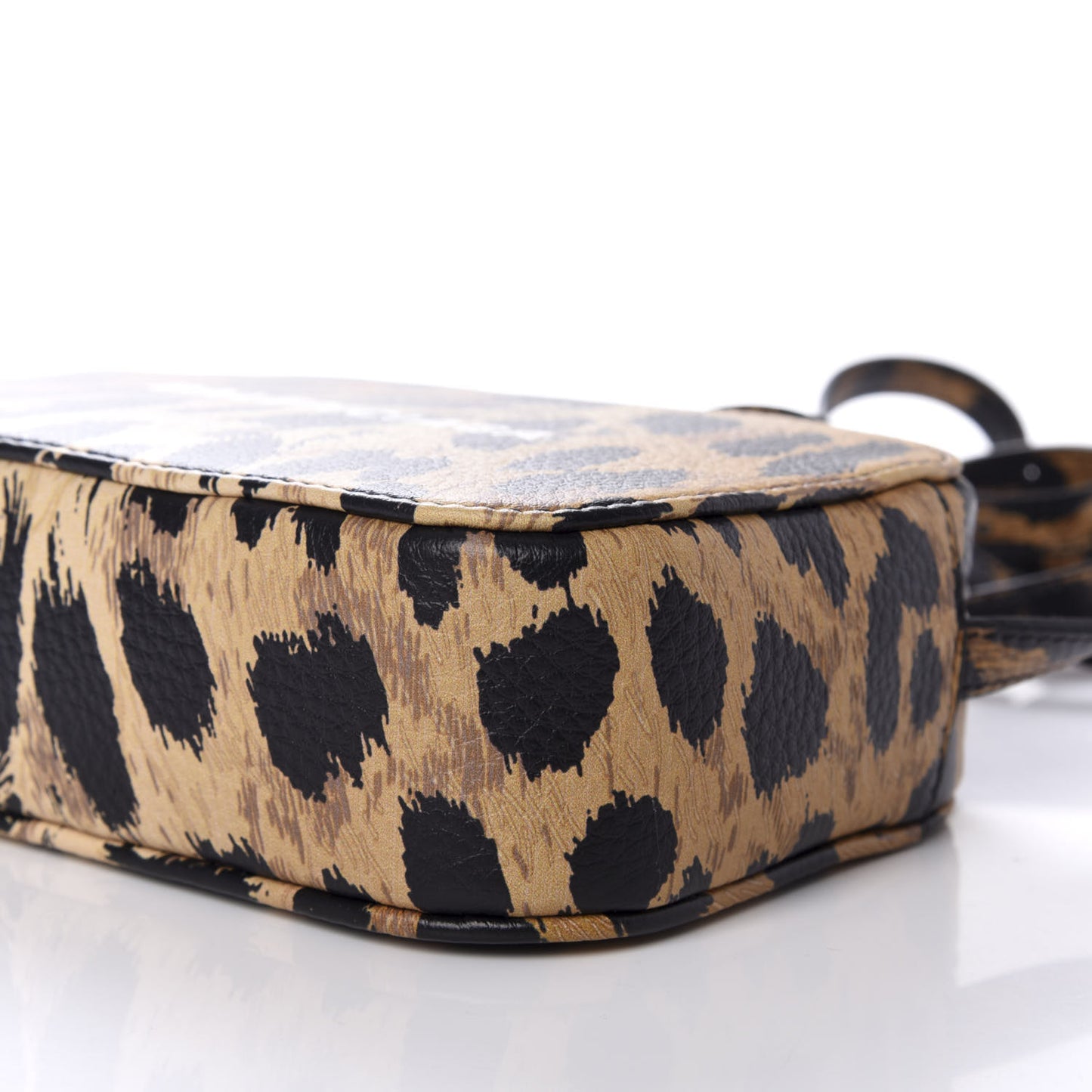 Calfskin Printed Leopard XS Everyday Camera Bag Beige White