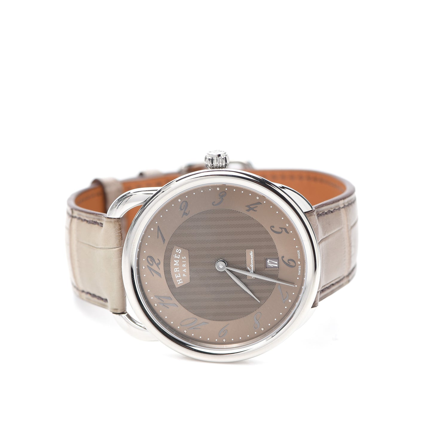 Stainless Steel Alligator 41mm Arceau Automatic Watch Gris Elephant
