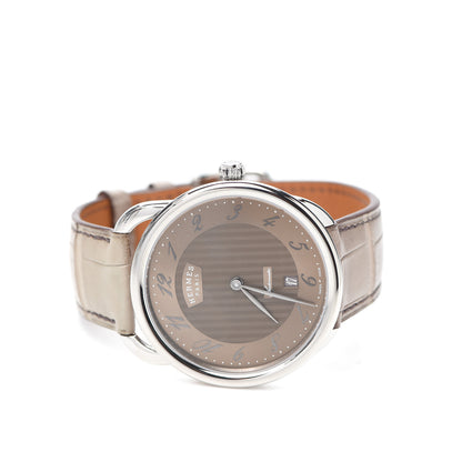 Hermes Stainless Steel Alligator 41mm Arceau Automatic Watch Gris Elephant 2 of 5