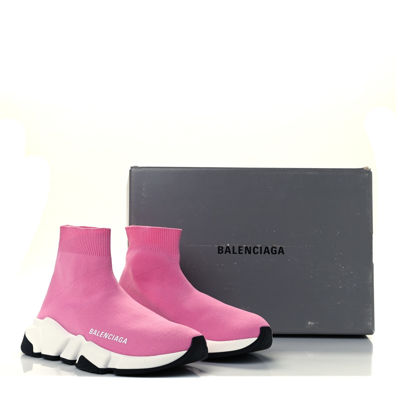 Balenciaga Neoprene Knit Bi-Color Sole Womens Speed Sneakers 35 Pink White Black 11 of 11