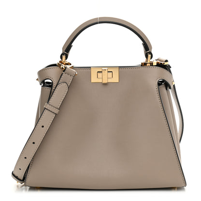 Fendi Vitello Tahiti Burro Medium Peekaboo Iconic Essentially Satchel Tortora Black 1 of 10