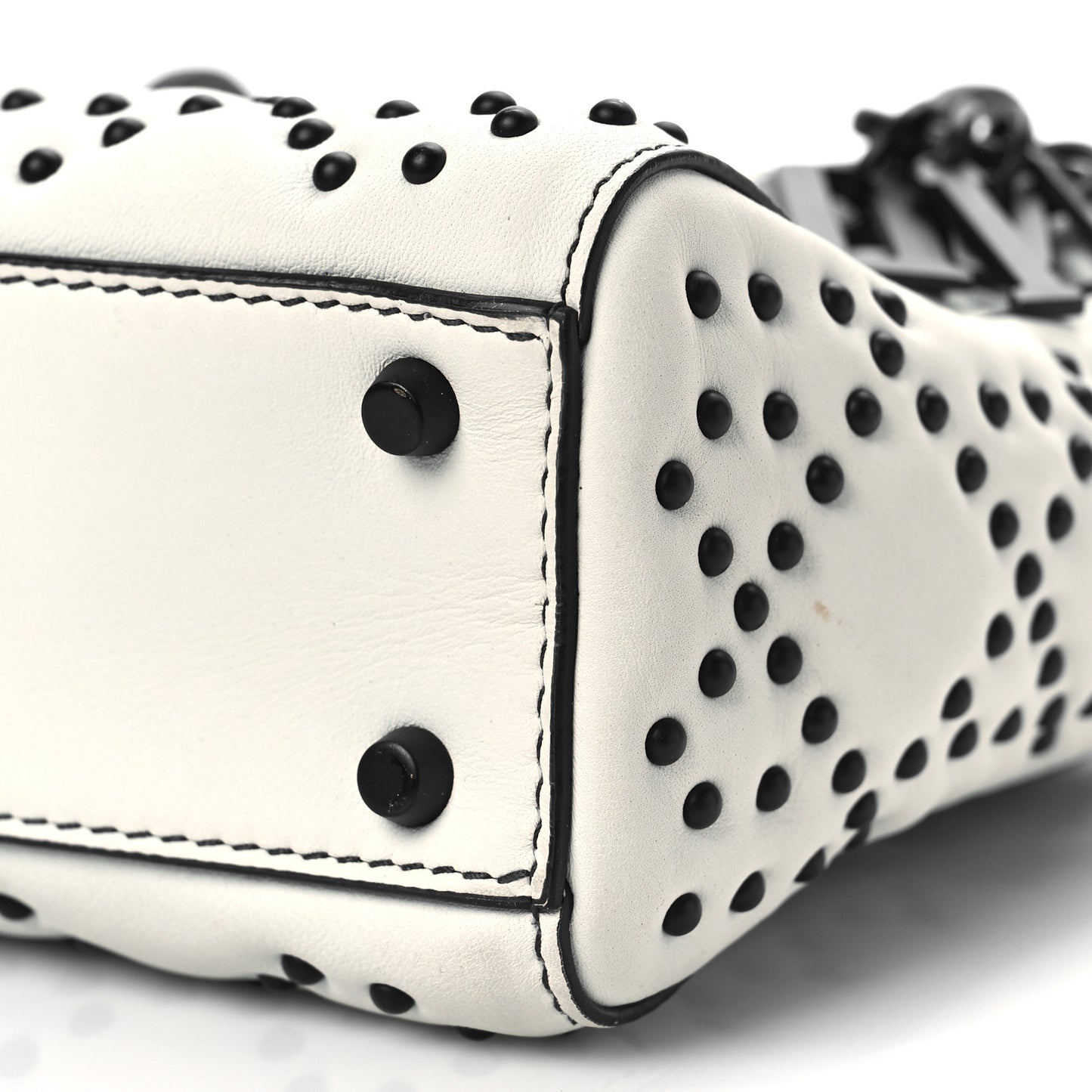 Ultra Matte Calfskin Studded Mini Supple Lady Dior White Black