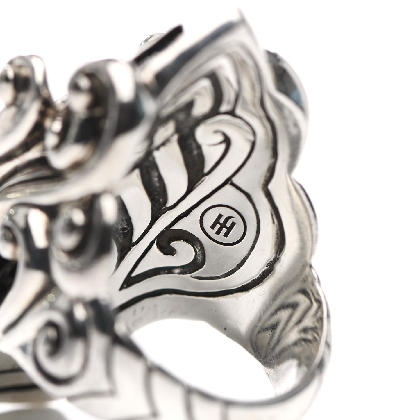 Sterling Silver Black Spinel Blue Sapphire Naga Head Ring 54 7