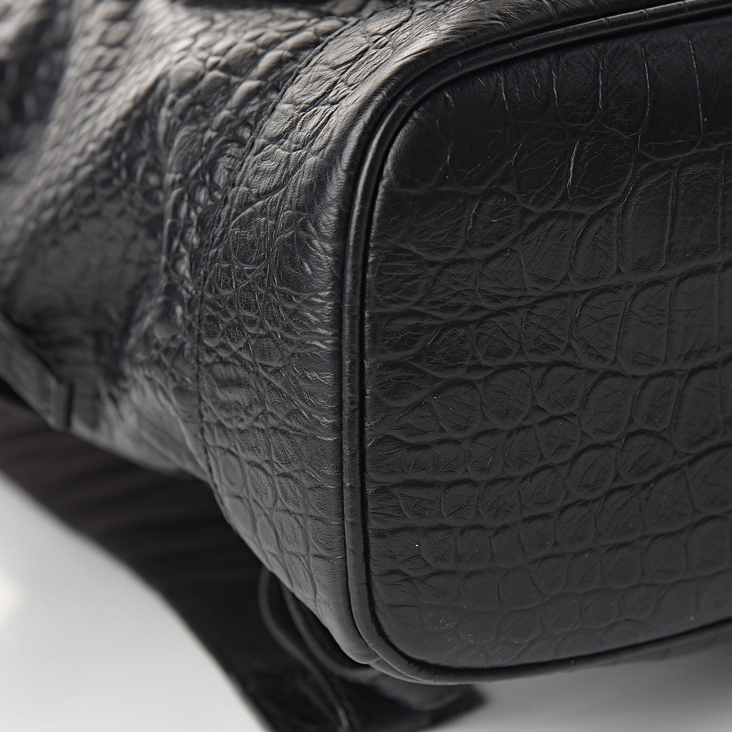 Calfskin Crocodile Classic Hardware Embossed Backpack Black