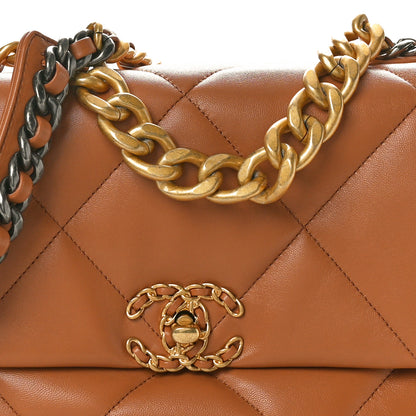 Chanel Lambskin Quilted Large Chanel 19 Flap Brown 8 of 10