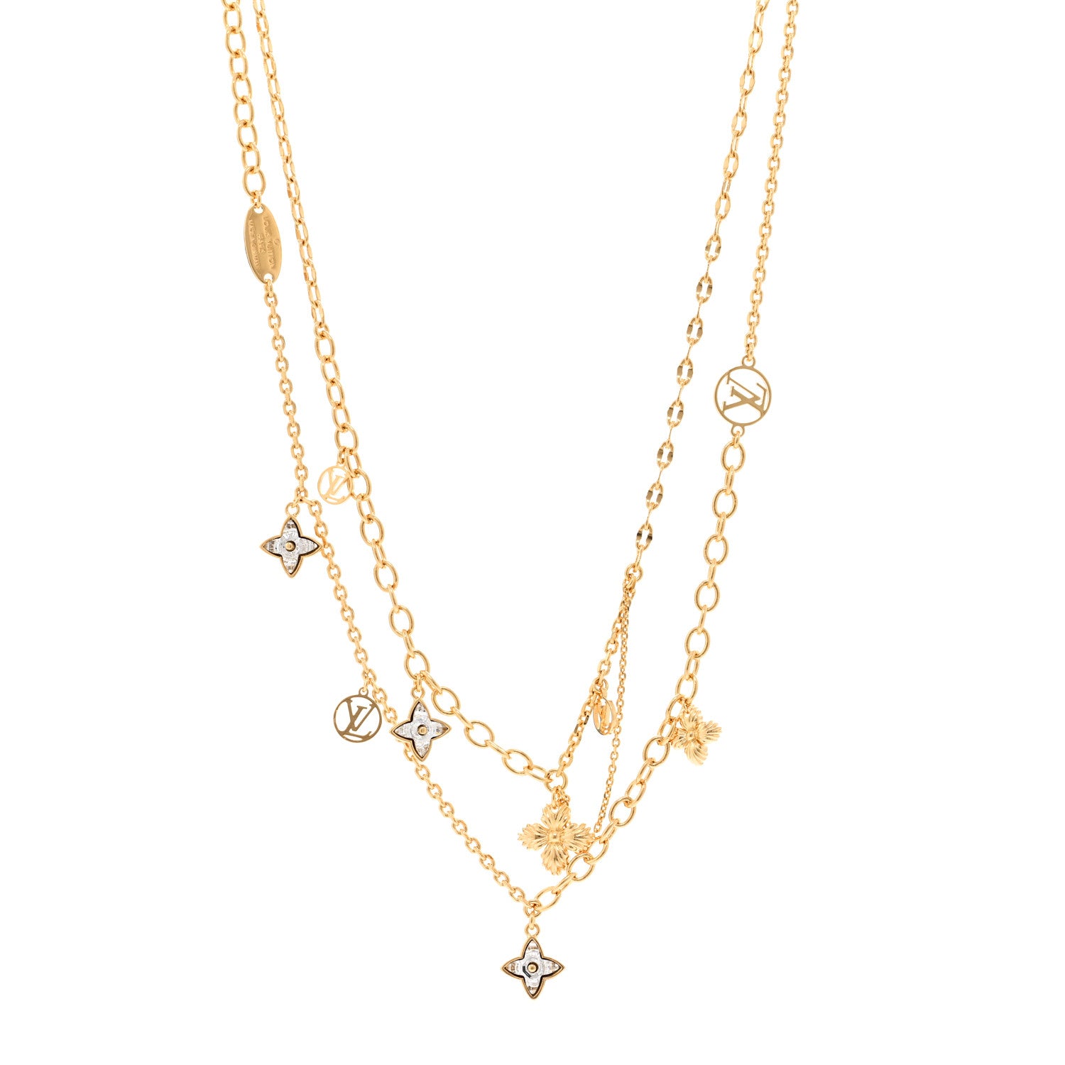 Louis Vuitton Metal Blooming Strass Necklace Gold 1 of 7