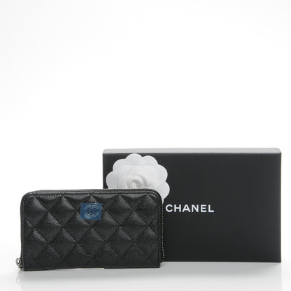Chanel Iridescent Caviar Quilted Medium Zip Around Wallet Black 9 of 9