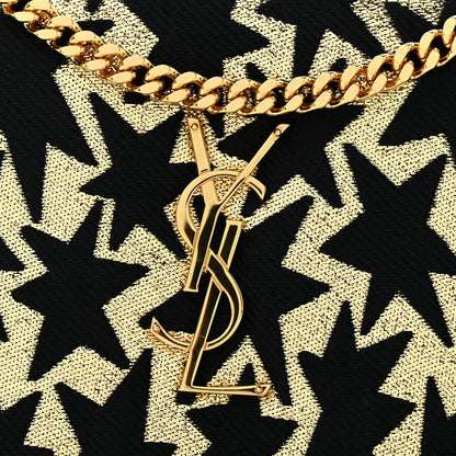 Saint Laurent Canvas Star Print Monogram Chain Wallet Gold Black 13 of 13