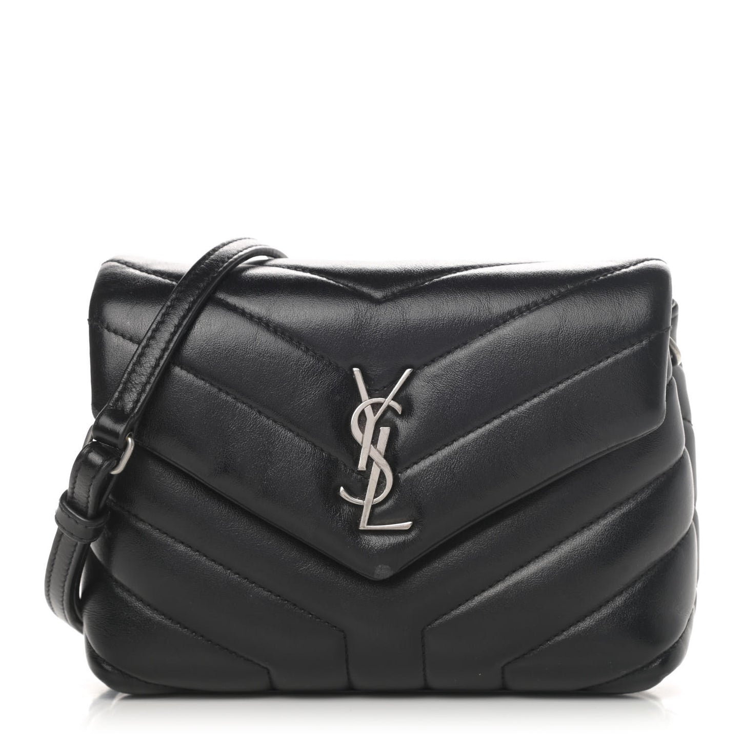 Calfskin Y Quilted Monogram Toy Loulou Crossbody Bag Black