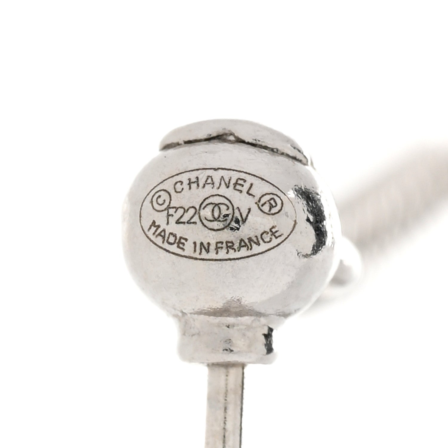 Chanel Baguette Crystal CC Drop Earrings Silver 4 of 4