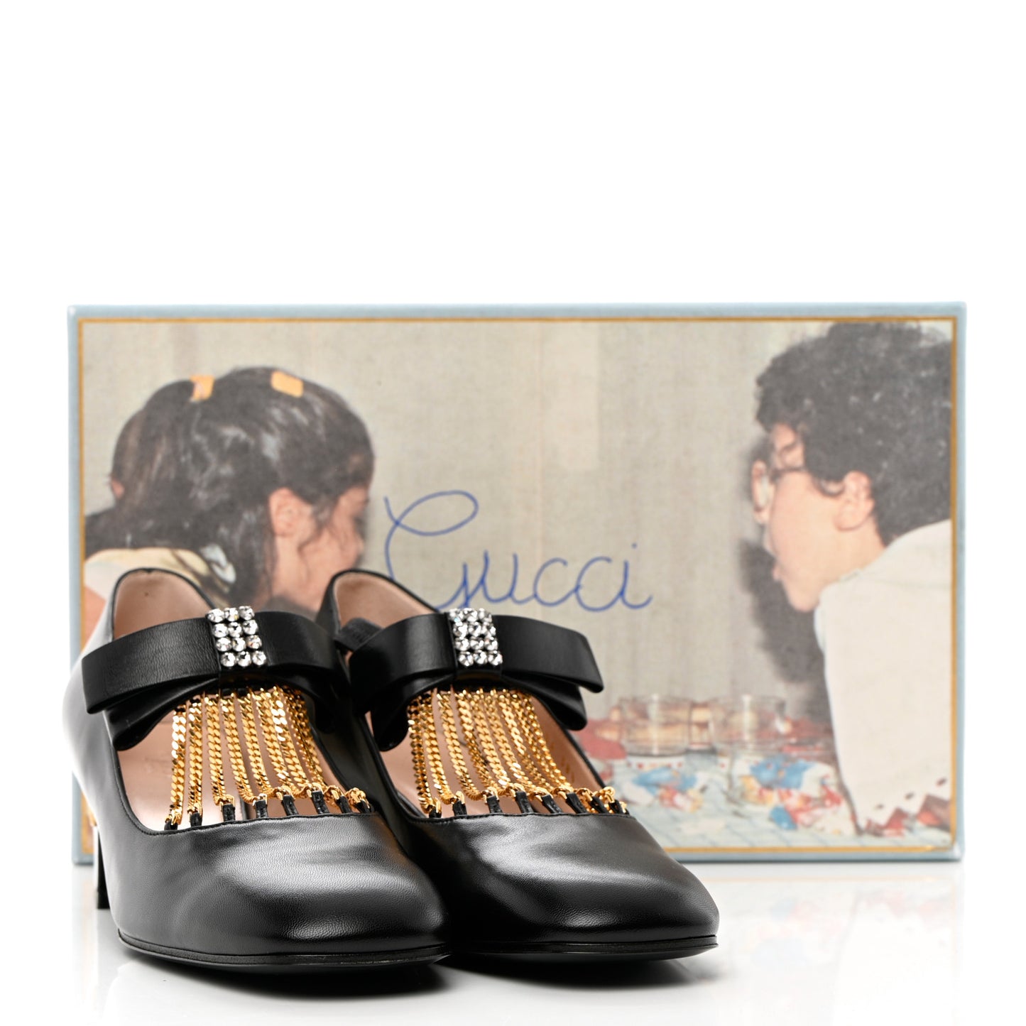 Nappa Crystal Bonny Bow Mary Jane Pumps 38.5 Black