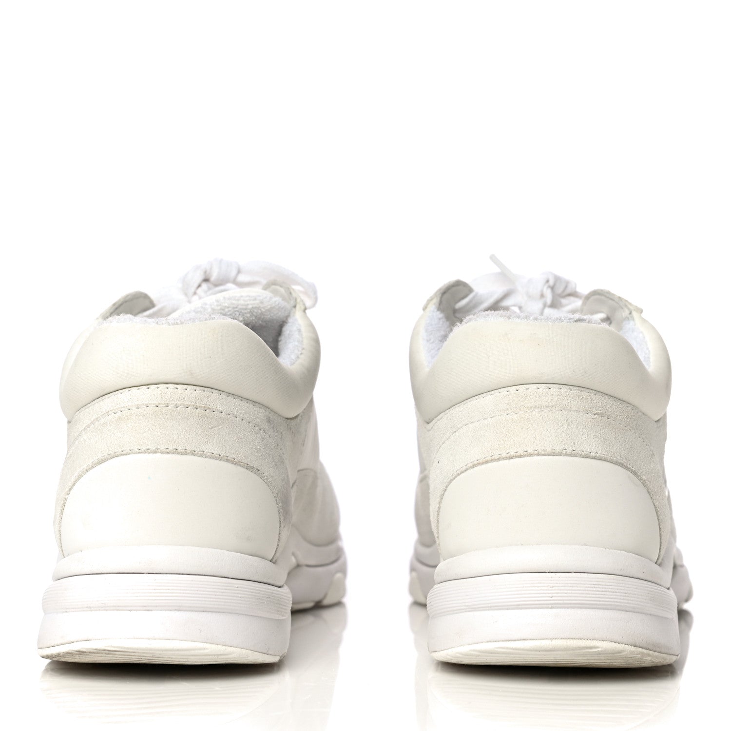 Chanel Suede Calfskin Fabric CC Sneakers 39.5 White 6 of 32