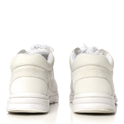 Chanel Suede Calfskin Fabric CC Sneakers 39.5 White 6 of 32