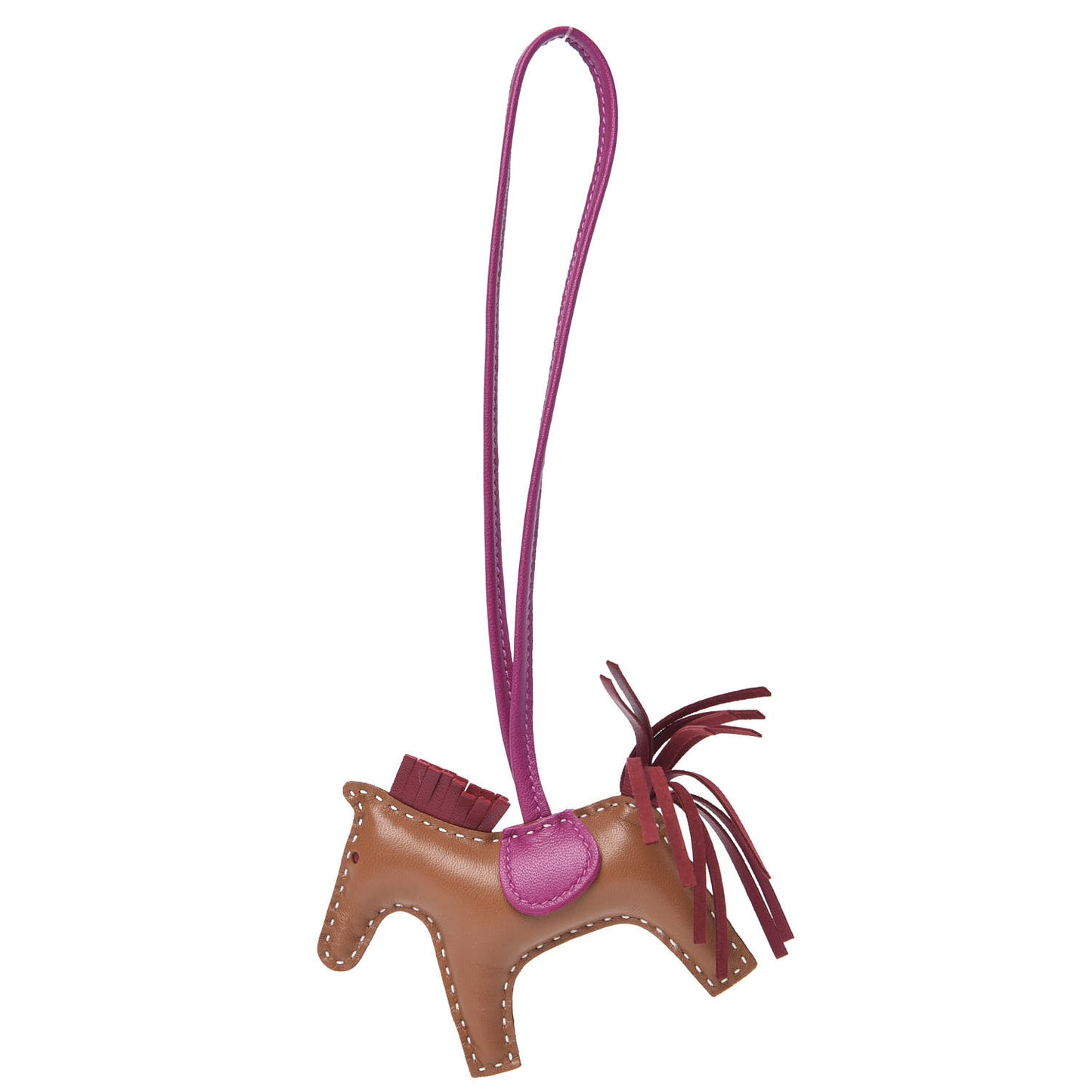 Milo Lambskin Grigri Rodeo Horse Bag Charm PM Sesame Grenat Rose Poupre