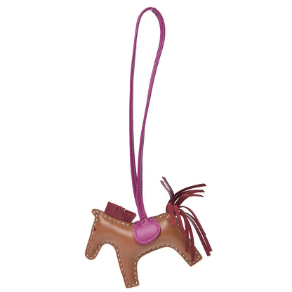 Hermes Milo Lambskin Grigri Rodeo Horse Bag Charm PM Sesame Grenat Rose Poupre 1 of 3
