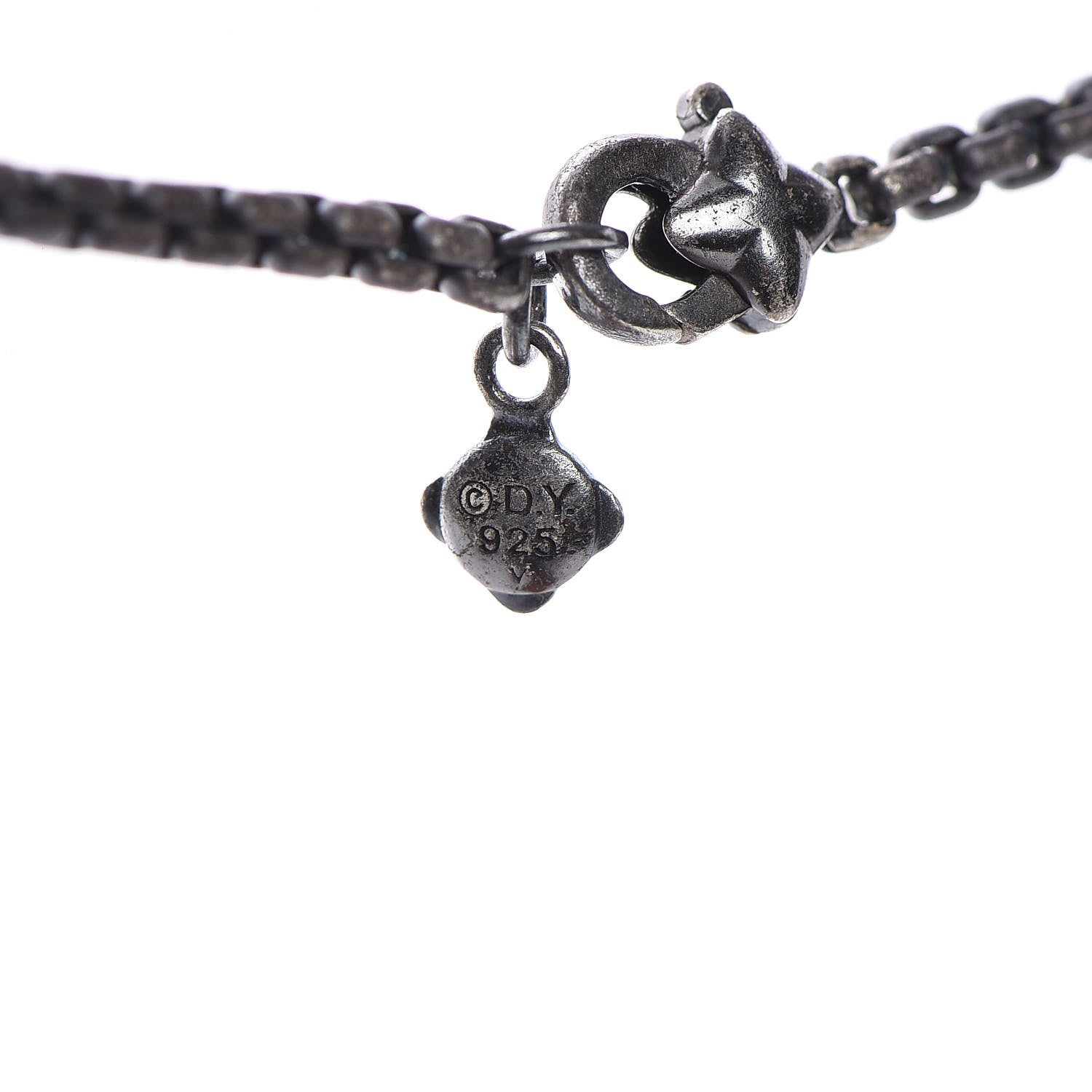 David Yurman Darkened Sterling Silver Diamond Petite Metro Necklace 5 of 8