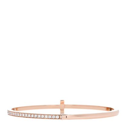 Tiffany 18K Rose Gold Diamond Narrow T1 Hinged Bangle Bracelet 2 of 3