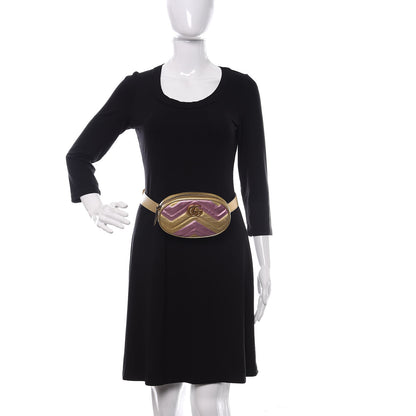 Gucci Metallic Nappa Matelasse Heart GG Marmont Belt Bag 85 34 Oro Vecchio Rosa 2 of 10