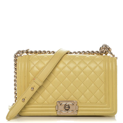 Chanel Lambskin Quilted Medium Boy Flap Yellow 1 of 17