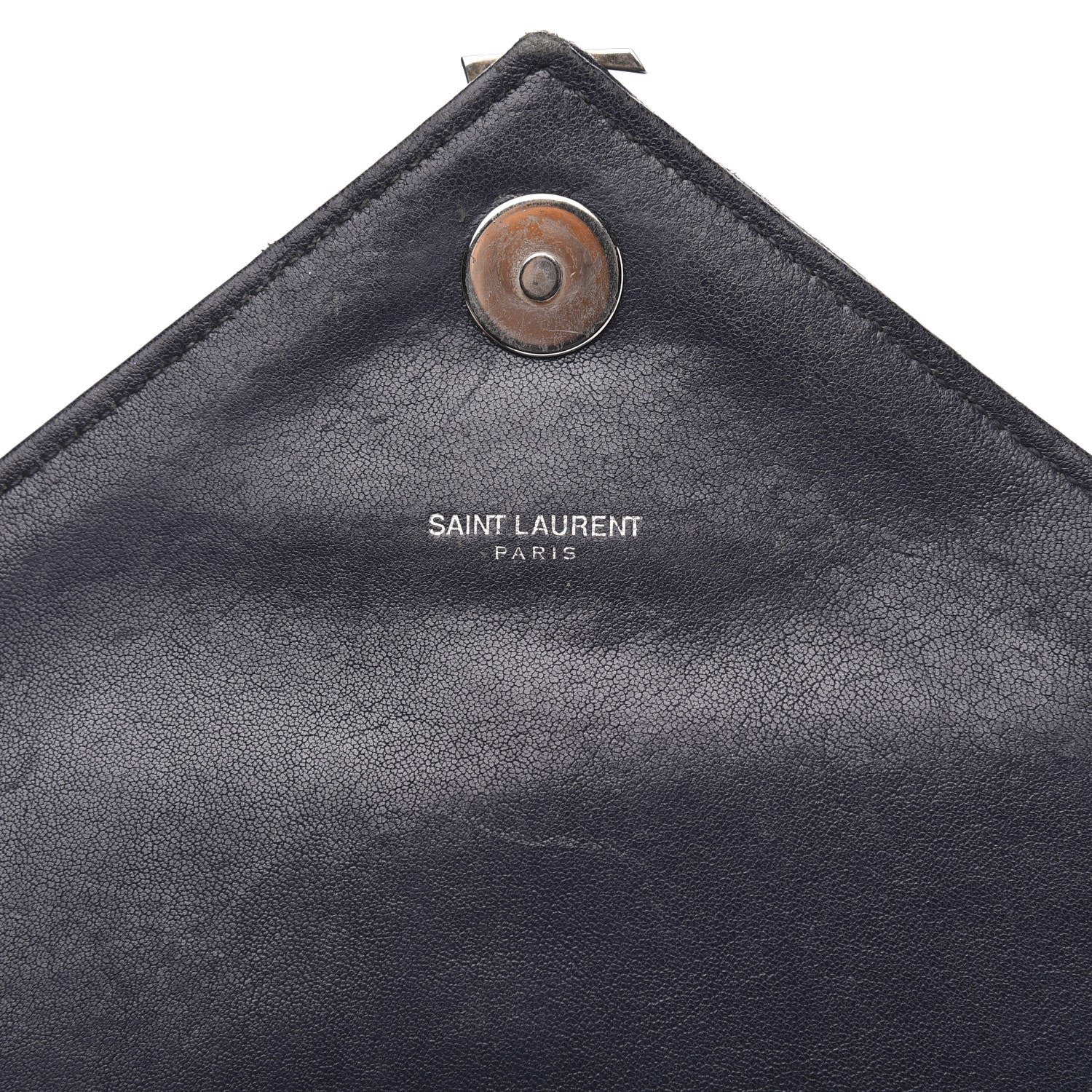 Saint Laurent Sheepskin Matelasse Chevron Monogram Medium College Bag Deep Marine 8 of 18