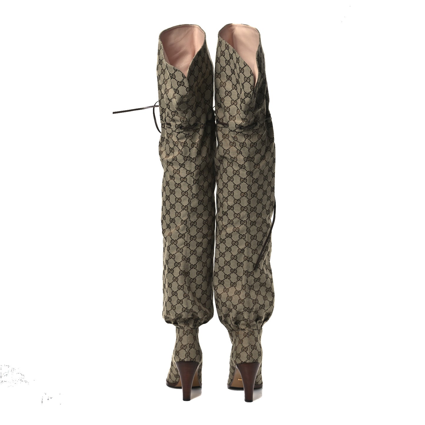 Monogram Over the Knee Boots 38.5 Beige Ebony
