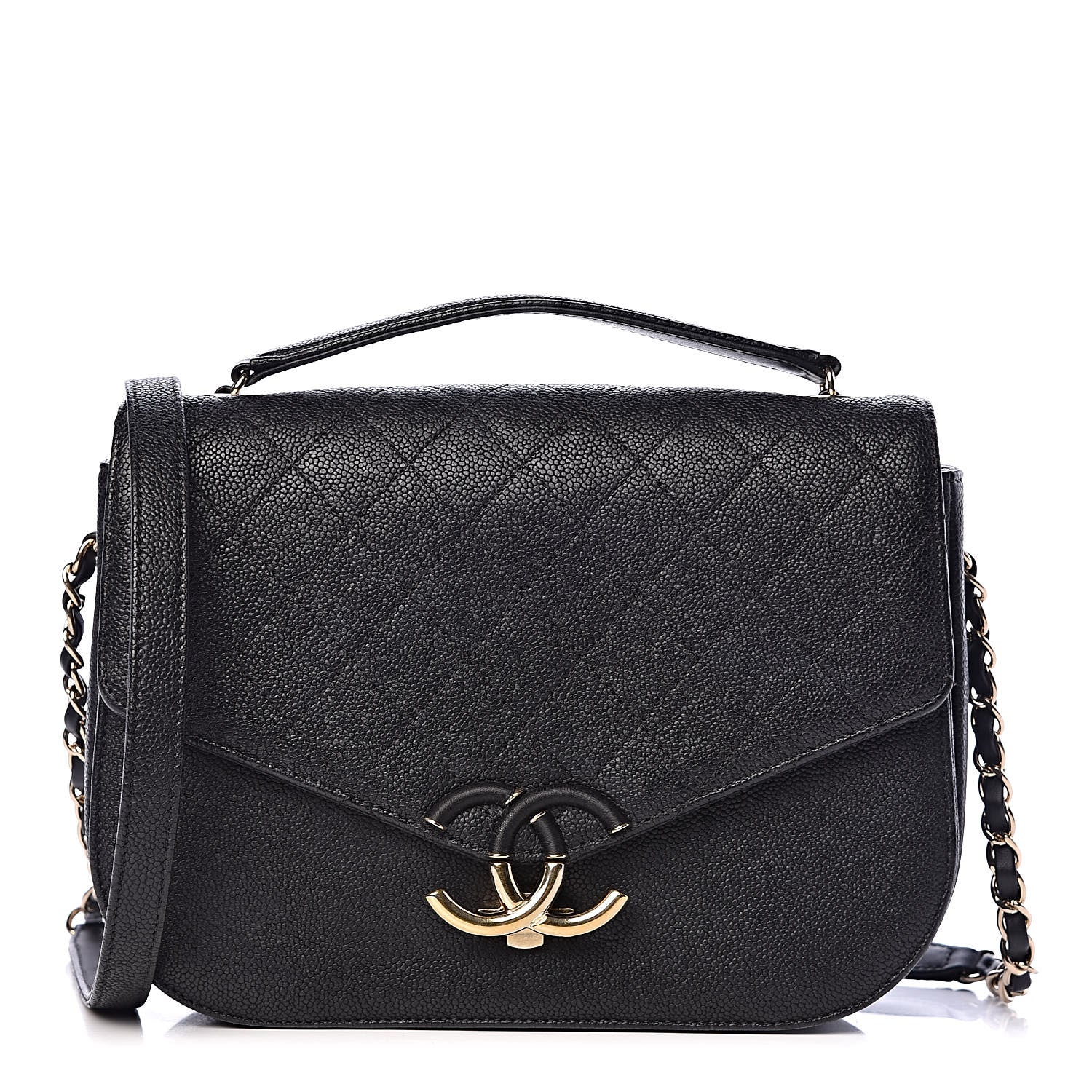 Chanel Grained Calfskin Quilted Medium Cuba Top Handle Flap Black 1 of 14