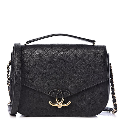 Chanel Grained Calfskin Quilted Medium Cuba Top Handle Flap Black 1 of 14