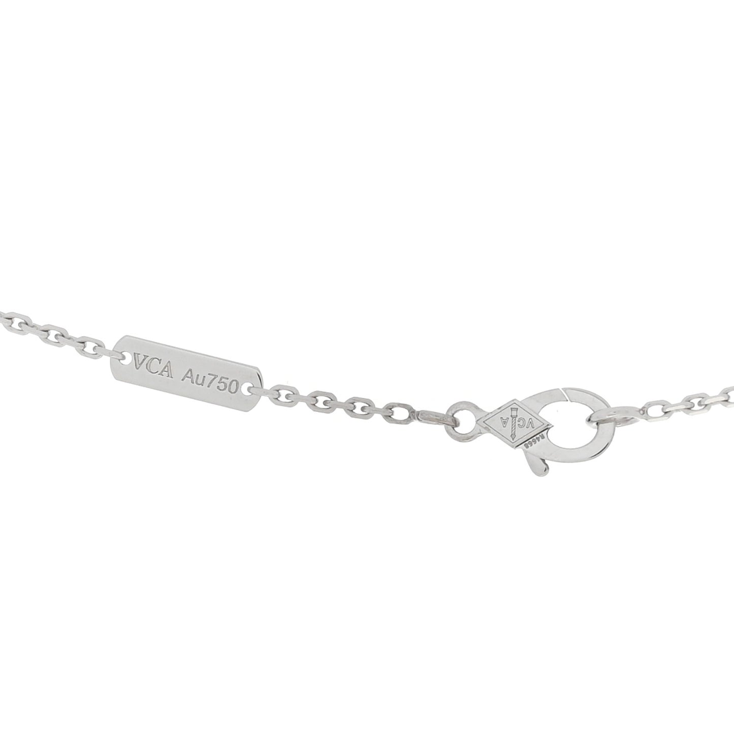 18K White Gold Mother of Pearl Vintage Alhambra Pendant Necklace