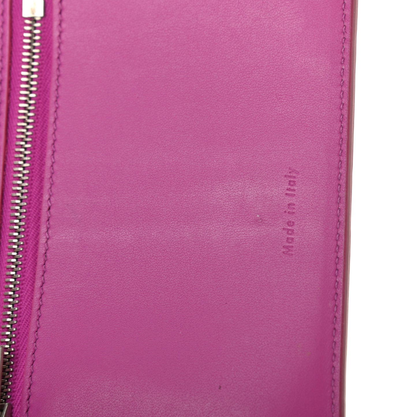 Grained Calfskin Medium Multifunction Strap Wallet Magenta