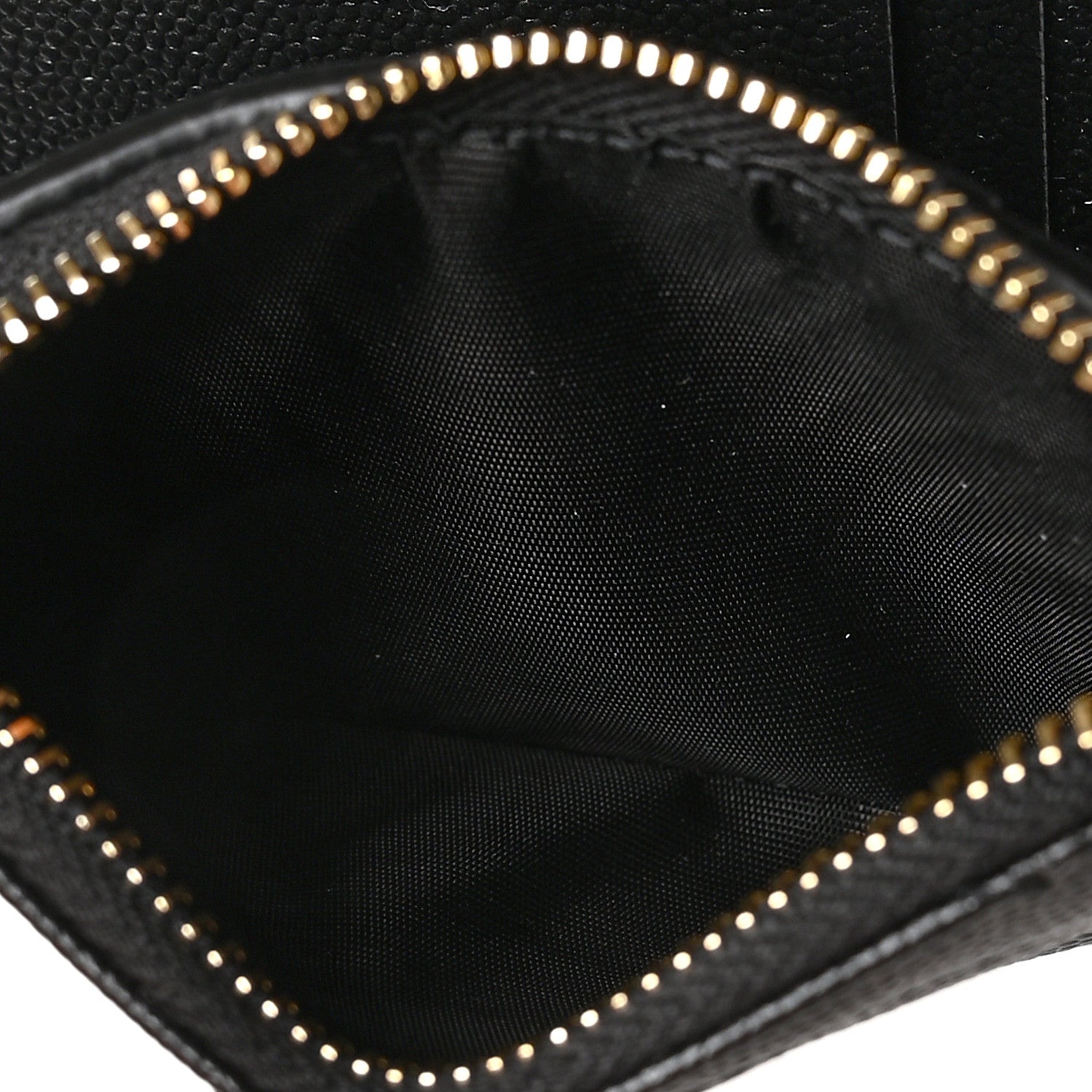 Saint Laurent Grain De Poudre Matelasse Chevron Monogram Zipped Card Case Black 6 of 7
