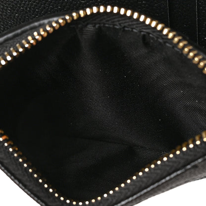 Saint Laurent Grain De Poudre Matelasse Chevron Monogram Zipped Card Case Black 6 of 7